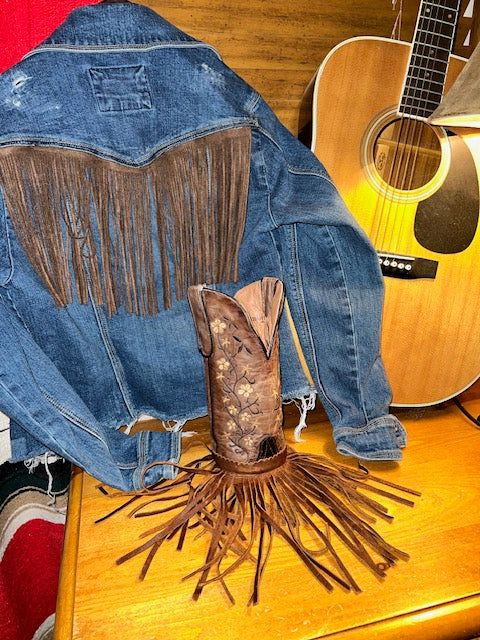 Custom Handcrafted Denim Jacket with Fringe